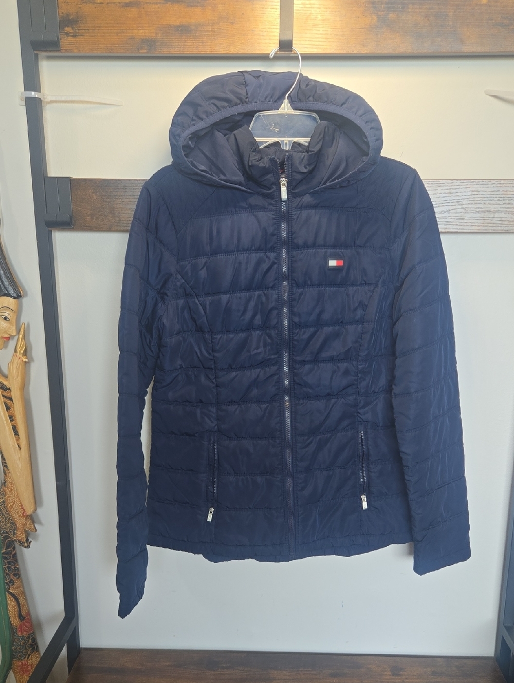 Tommy Hilfiger Navy Hooded Quilted Puffer Jacket Classic Sailing